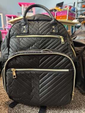 Itopfox Quilted Large Waterproof Diaper Bag Backpack with 16 Pockets